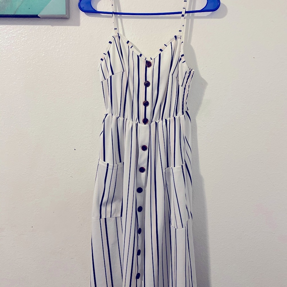 Striped spaghetti strap dress
